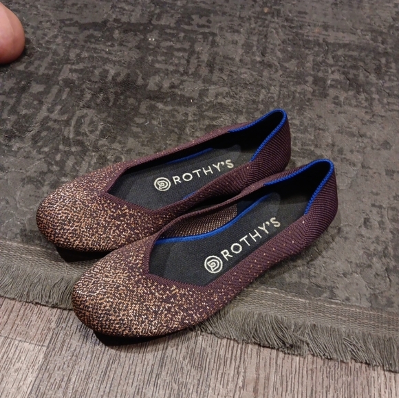 Rothy’s Eggplant Metallic The Flat Round Toe Shoes - Women’s  Retired Rare - Picture 3 of 6